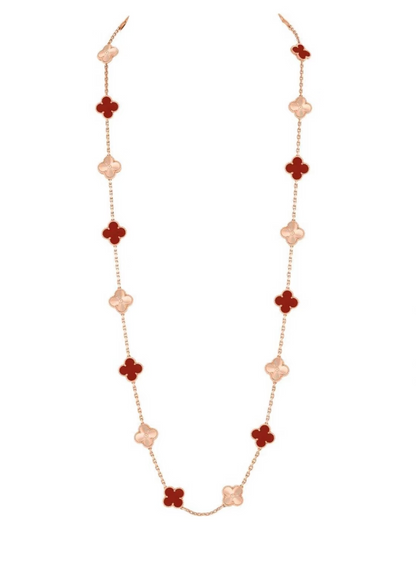 [Eterna Jewels]CLOVER 20 MOTIFS LASER CARNELIAN NECKLACE