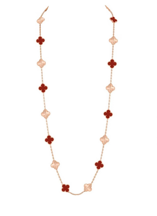 [Eterna Jewels]CLOVER 20 MOTIFS LASER CARNELIAN NECKLACE