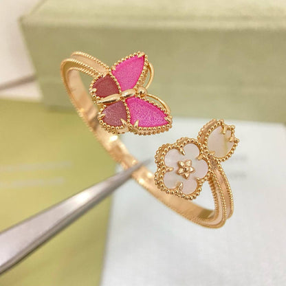 [Renovia Jewelry]ROSE QUARTZ THREE‑IN‑ONE BUTTERFLY BRACELET