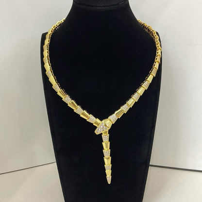 [Eterna Jewels]NEW WIDE BAND INLAID DIAMOND SNAKE NECKLACE
