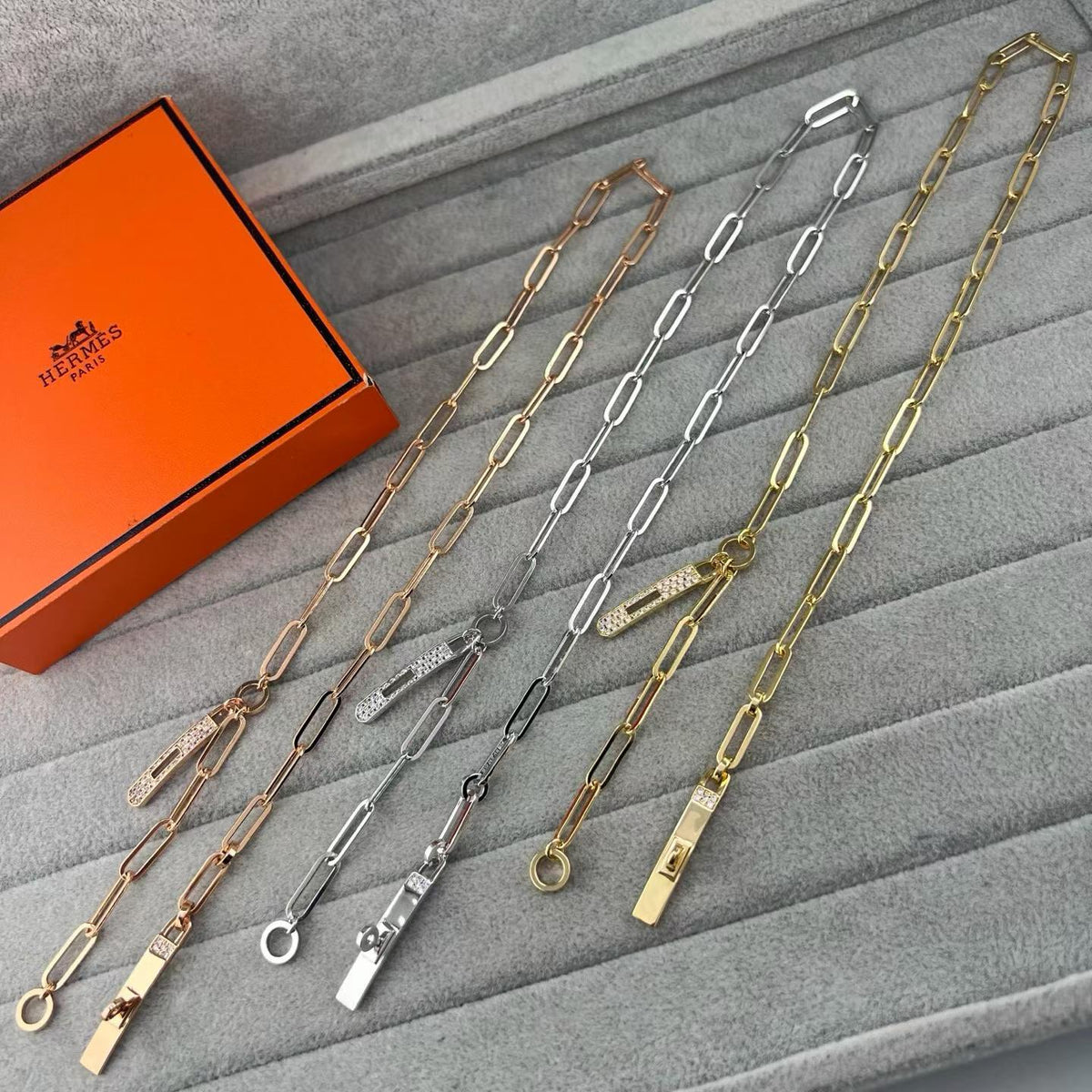 [Eterna Jewels]FULL PAVE PIG NOSE CLASP NECKLACE