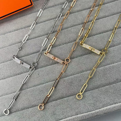 [Eterna Jewels]FULL PAVE PIG NOSE CLASP NECKLACE