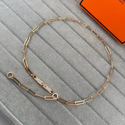 [Eterna Jewels]FULL PAVE PIG NOSE CLASP NECKLACE