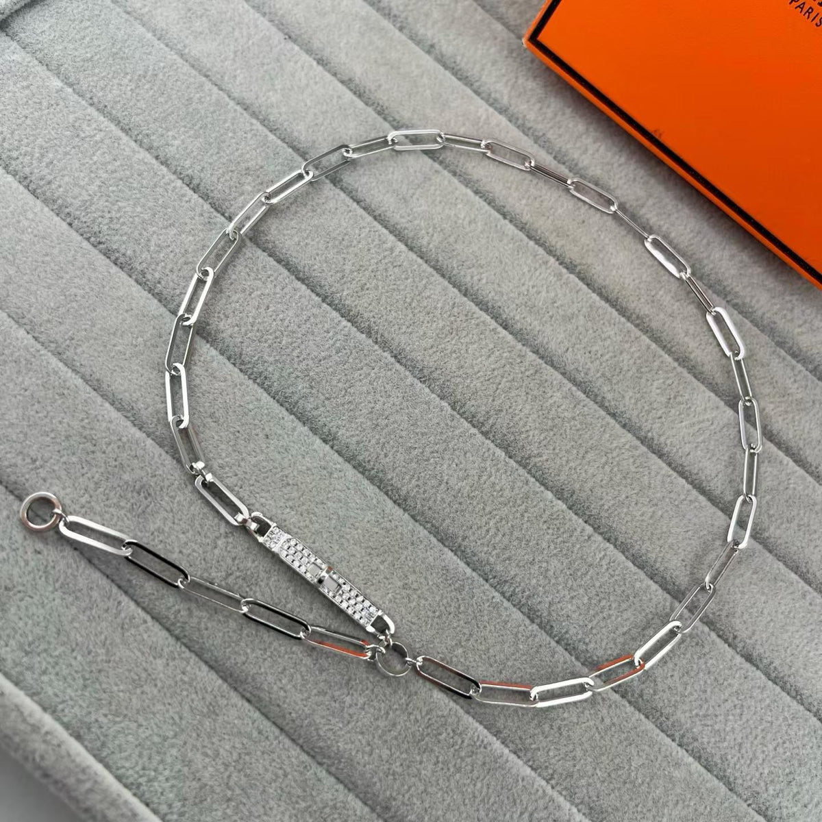 [Eterna Jewels]FULL PAVE PIG NOSE CLASP NECKLACE