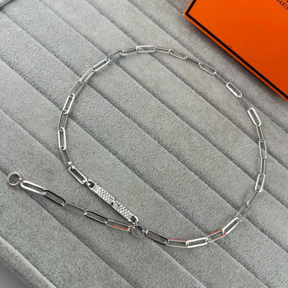 [Eterna Jewels]FULL PAVE PIG NOSE CLASP NECKLACE