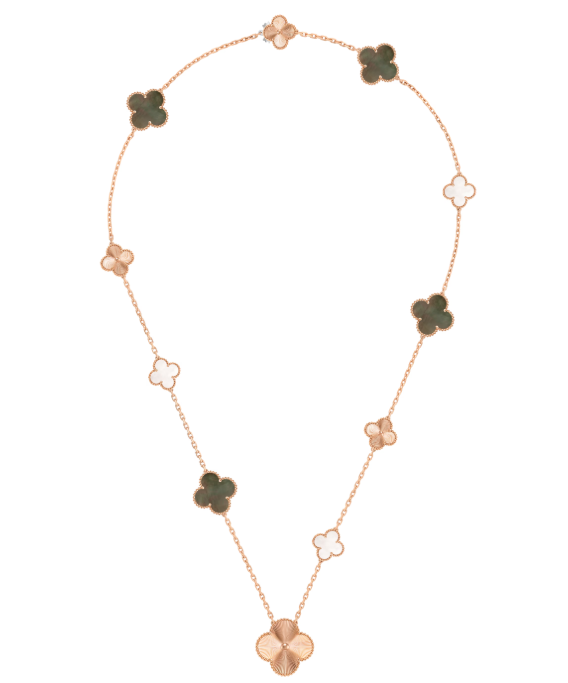 [Eterna Jewels]DETACHABLE CLOVER 15(11+4) FLOWER SILVER NECKLACE SET