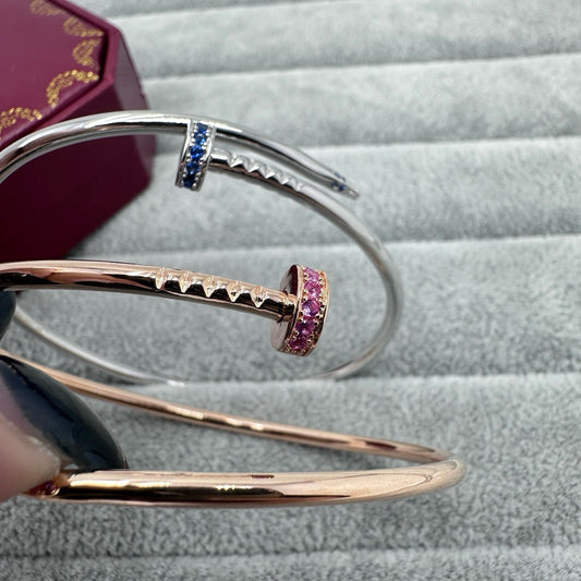 [Eterna Jewels]JUSTE BRACELET 2.5MM PINK STONES AT BOTH ENDS