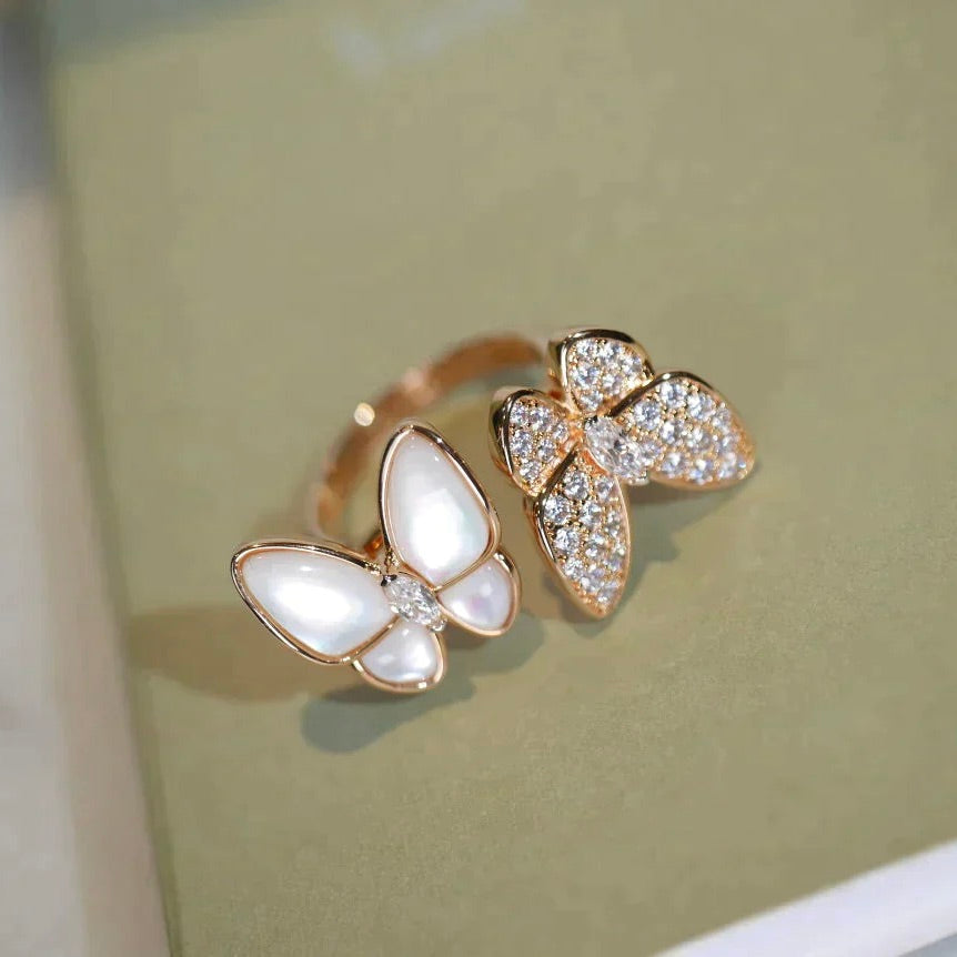 [Eterna Jewels]TWIN BUTTERFLY DIAMOND MOP RING