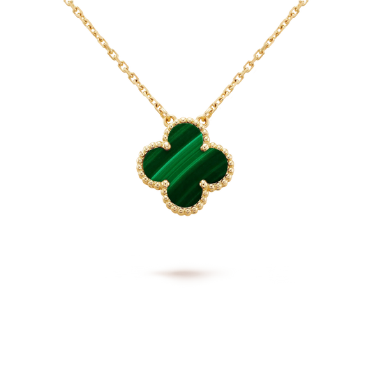 [Eterna Jewels]CLOVER 15MM MALACHITE SINGLE FLOWER  NECKLACE