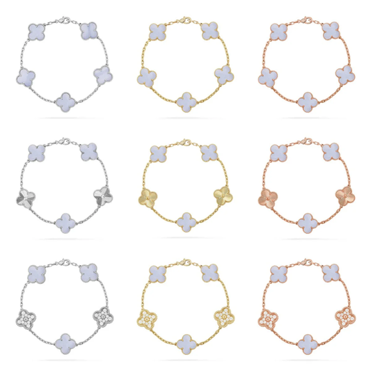 [Eterna Jewels] CLOVER 5 MOTIF PURPLE CHALCEDONY BRACELET COLLECTION