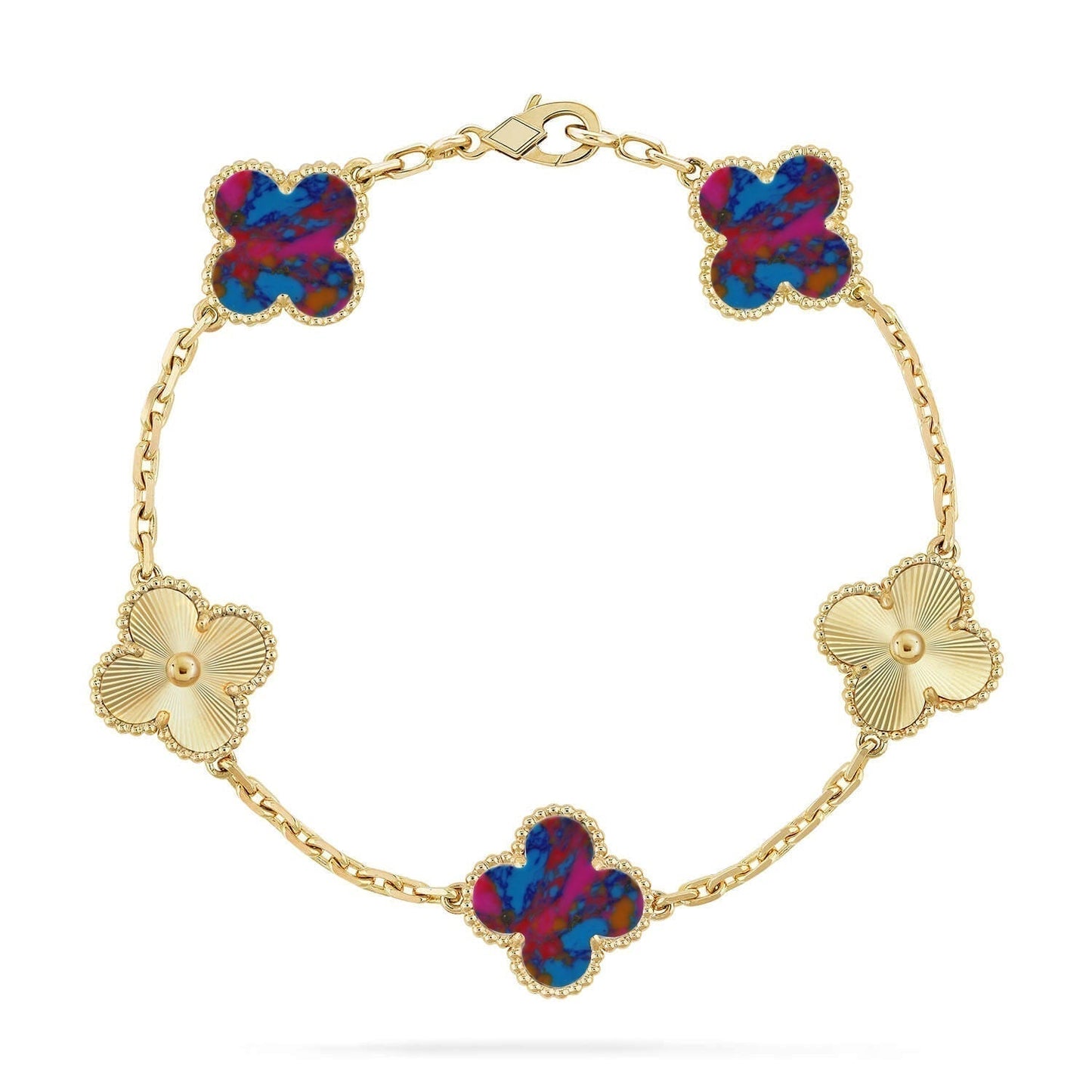 [Eterna Jewels]CLOVER 5 MOTIF COLOR GEMSTONES BRACELET COLLECTION