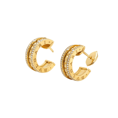 [Eterna Jewels]ZERO 1 ROCK GOLD EARRINGS WITH STUDDED SPIRAL AND PAVED DIAMONDS