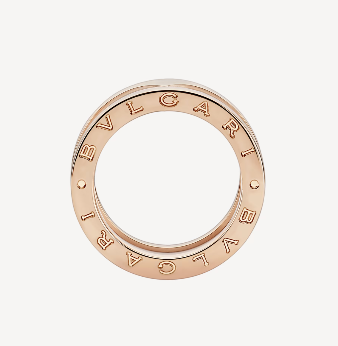 [Eterna Jewels]ZERO 1 TWO-BAND LOOPS AND WHITE CERAMIC SPIRAL PINK GOLD RING