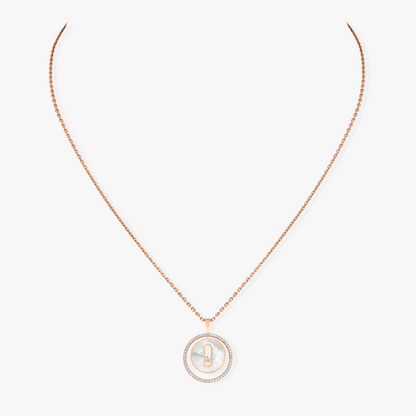 [Eterna Jewels]LUCKY MOVE 1 DIAMOND WHITE MOTHER OF PEARL PINK GOLD DIAMOND NECKLACE
