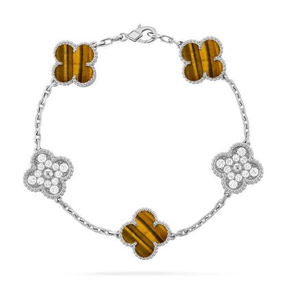 [Eterna Jewels] CLOVER 5 MOTIFS TIGER EYE BRACELET COLLECTION