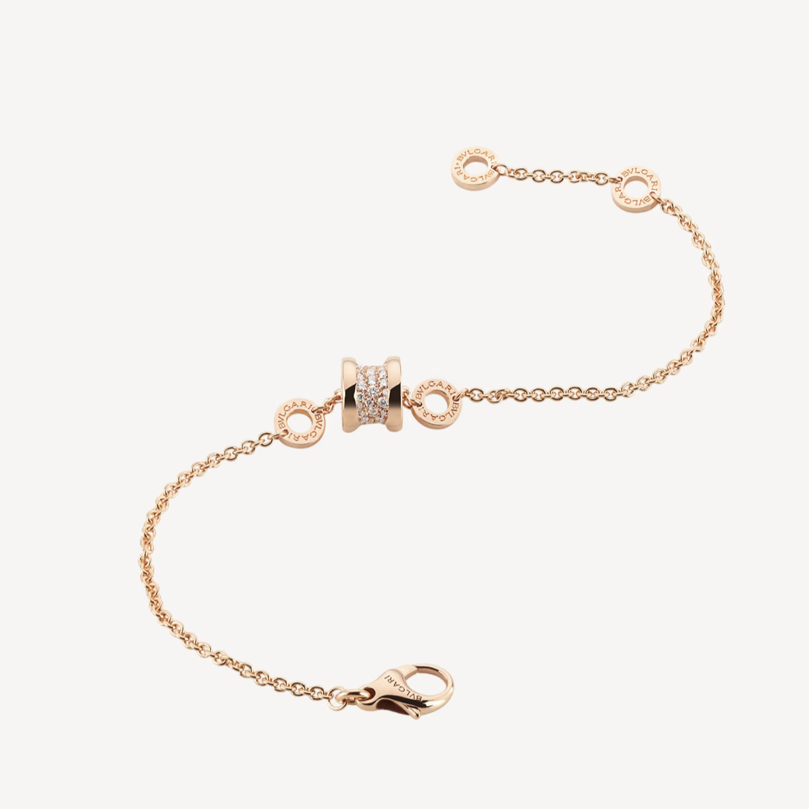 [Eterna Jewels]ZERO 1 SOFT PINK GOLD WITH PAVED DIAMONDS ON THE SPIRAL BRACELET