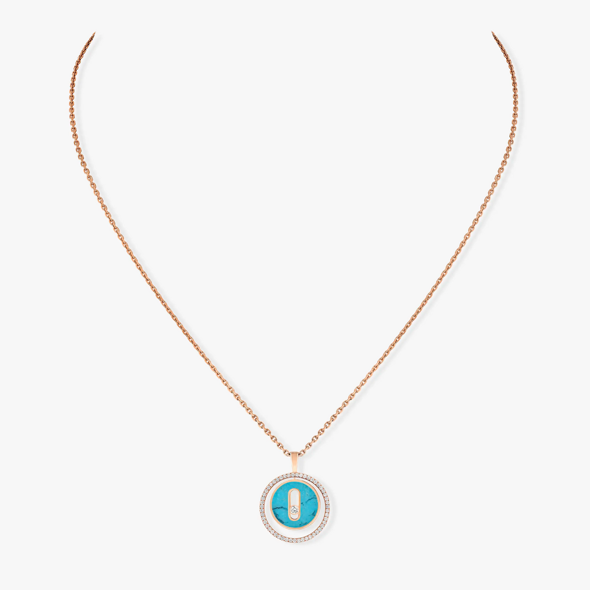[Eterna Jewels]LUCKY MOVE 1 DIAMOND TURQUOISE PINK GOLD DIAMOND NECKLACE