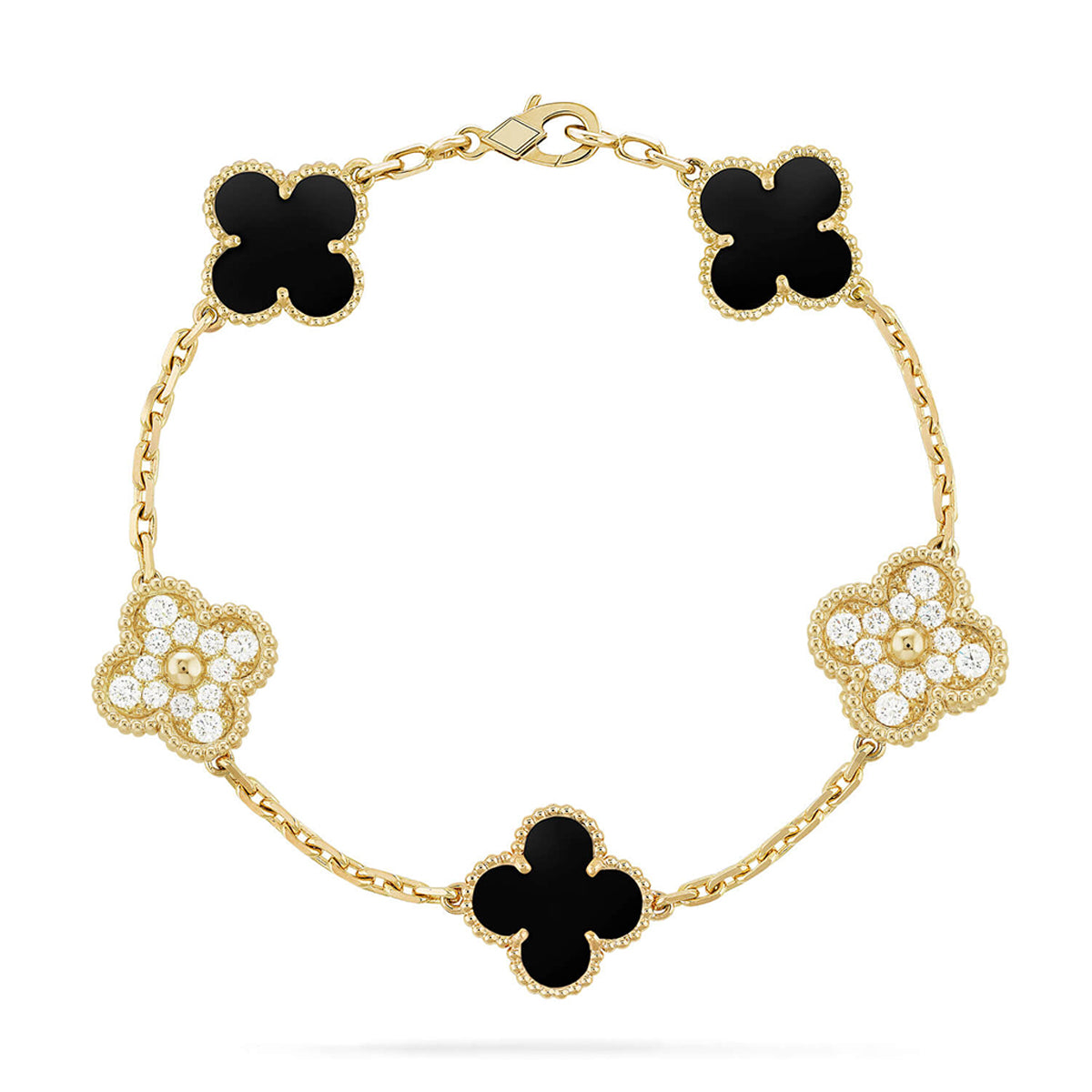 [Eterna Jewels] CLOVER 5 MOTIF ONYXS BRACELET COLLECTION