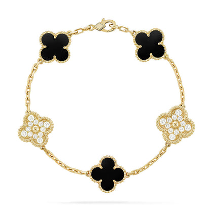 [Eterna Jewels] CLOVER 5 MOTIF ONYXS BRACELET COLLECTION