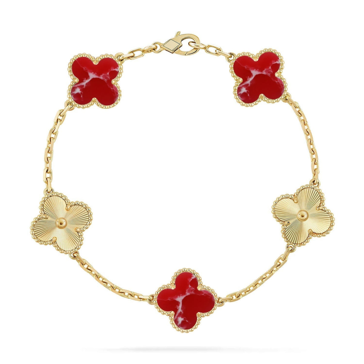 [Eterna Jewels]CLOVER 5 MOTIF RED PATTERN BRACELET COLLECTION