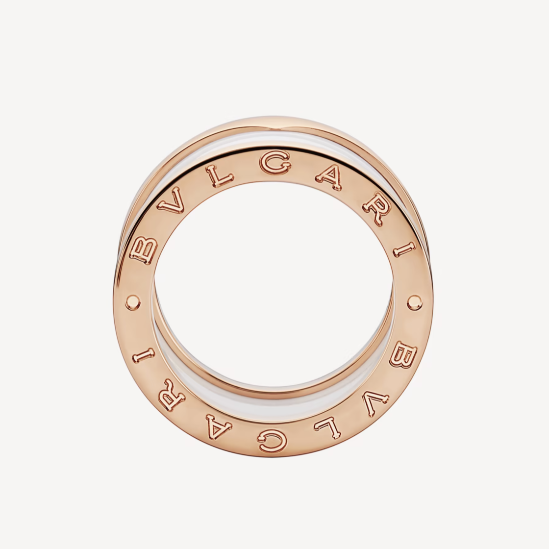[Eterna Jewels]ZERO 1 FOUR-BAND LOOPS AND WHITE CERAMIC SPIRAL PINK GOLD RING