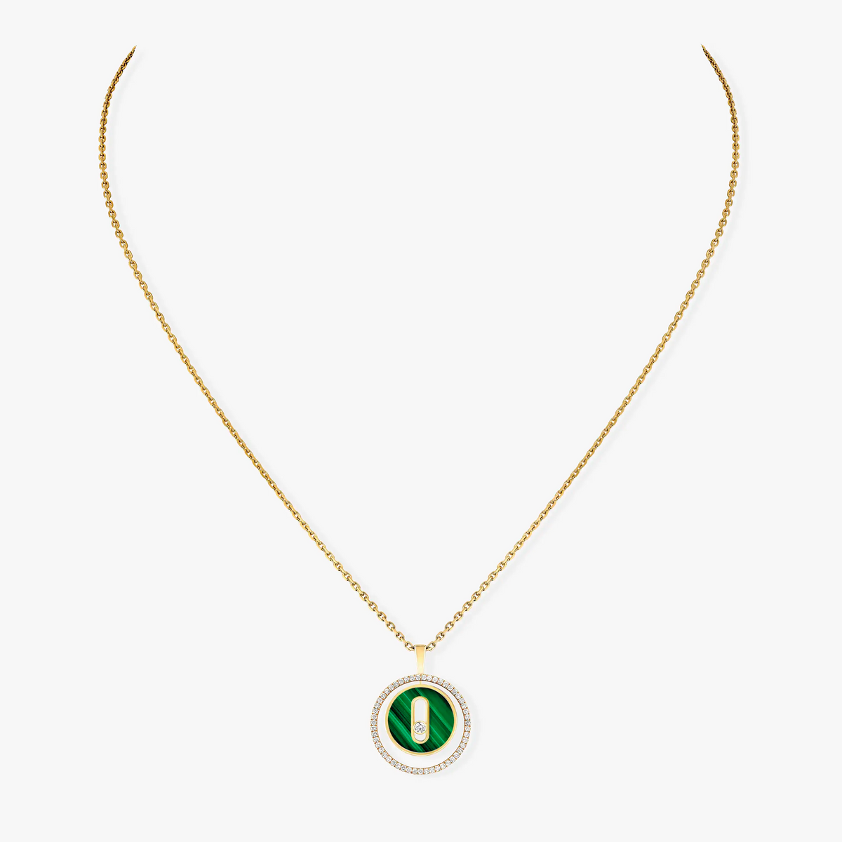 [Eterna Jewels]LUCKY MOVE 1 DIAMOND MALACHITE GOLD DIAMOND NECKLACE
