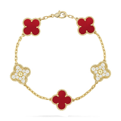 [Eterna Jewels] CLOVER 5 MOTIF RED CORNELIAN BRACELET COLLECTION