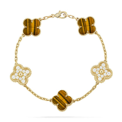 [Eterna Jewels] CLOVER 5 MOTIFS TIGER EYE BRACELET COLLECTION