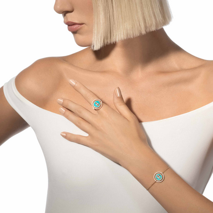[Eterna Jewels]LUCKY MOVE TURQUOISE PINK GOLD DIAMOND BRACELET
