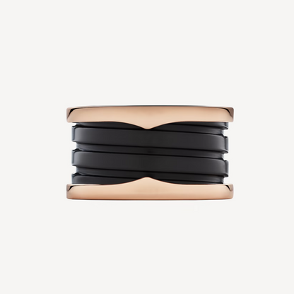 [Eterna Jewels]ZERO 1 FOUR-BAND LOOPS AND BLACK CERAMIC SPIRAL PINK GOLD RING