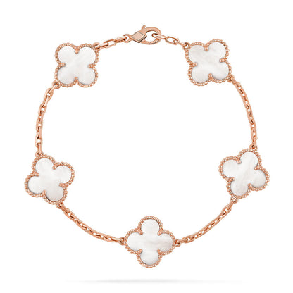 [Eterna Jewels]CLOVER WHITE PEARL MOP 5 MOTIF BRACELET COLLECTION