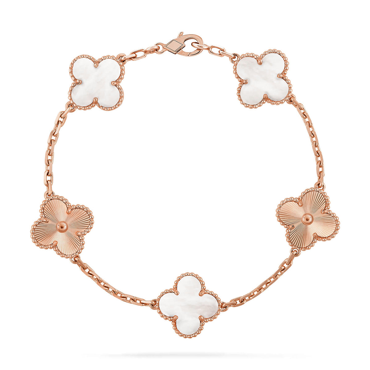 [Eterna Jewels]CLOVER WHITE PEARL MOP 5 MOTIF BRACELET COLLECTION