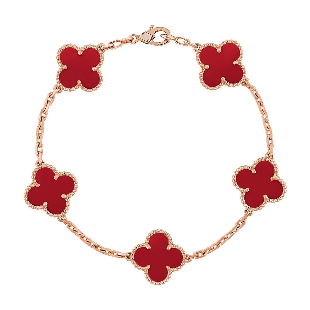 [Eterna Jewels] CLOVER 5 MOTIF RED CORNELIAN BRACELET COLLECTION
