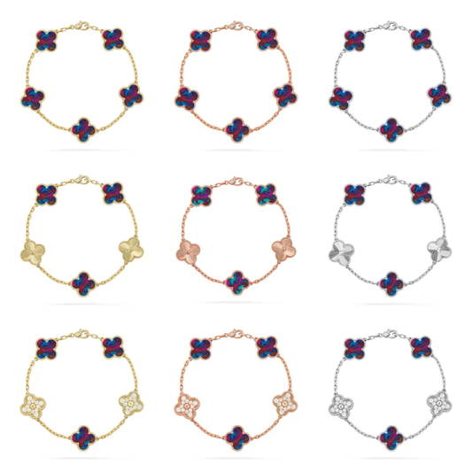 [Eterna Jewels]CLOVER 5 MOTIF COLOR GEMSTONES BRACELET COLLECTION