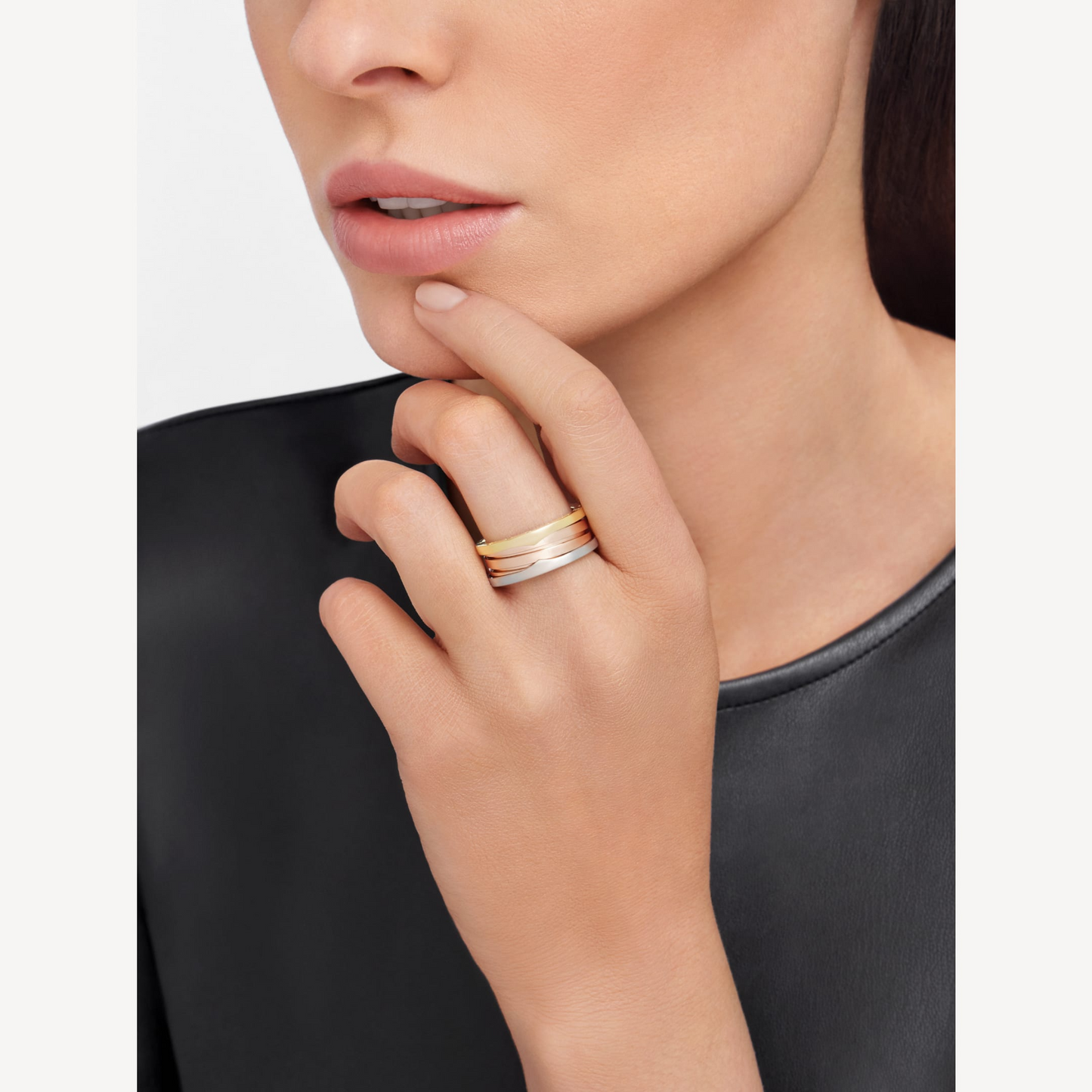 [Eterna Jewels]ZERO 1 THREE-BAND ROSE WHITE AND YELLOW RING