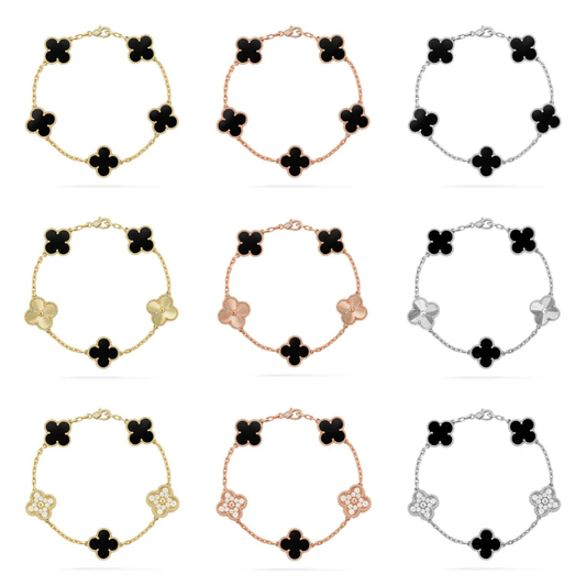 [Eterna Jewels] CLOVER 5 MOTIF ONYXS BRACELET COLLECTION