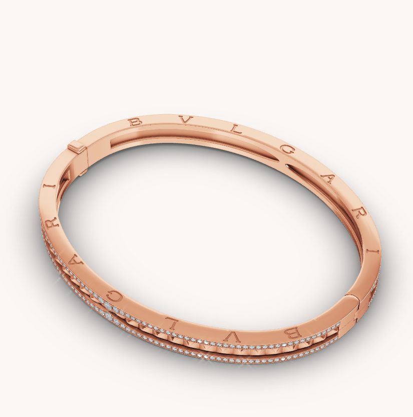 [Eterna Jewels]ZERO 1 SPIRAL AND PAVED DIAMOND PINK GOLD BRACELET