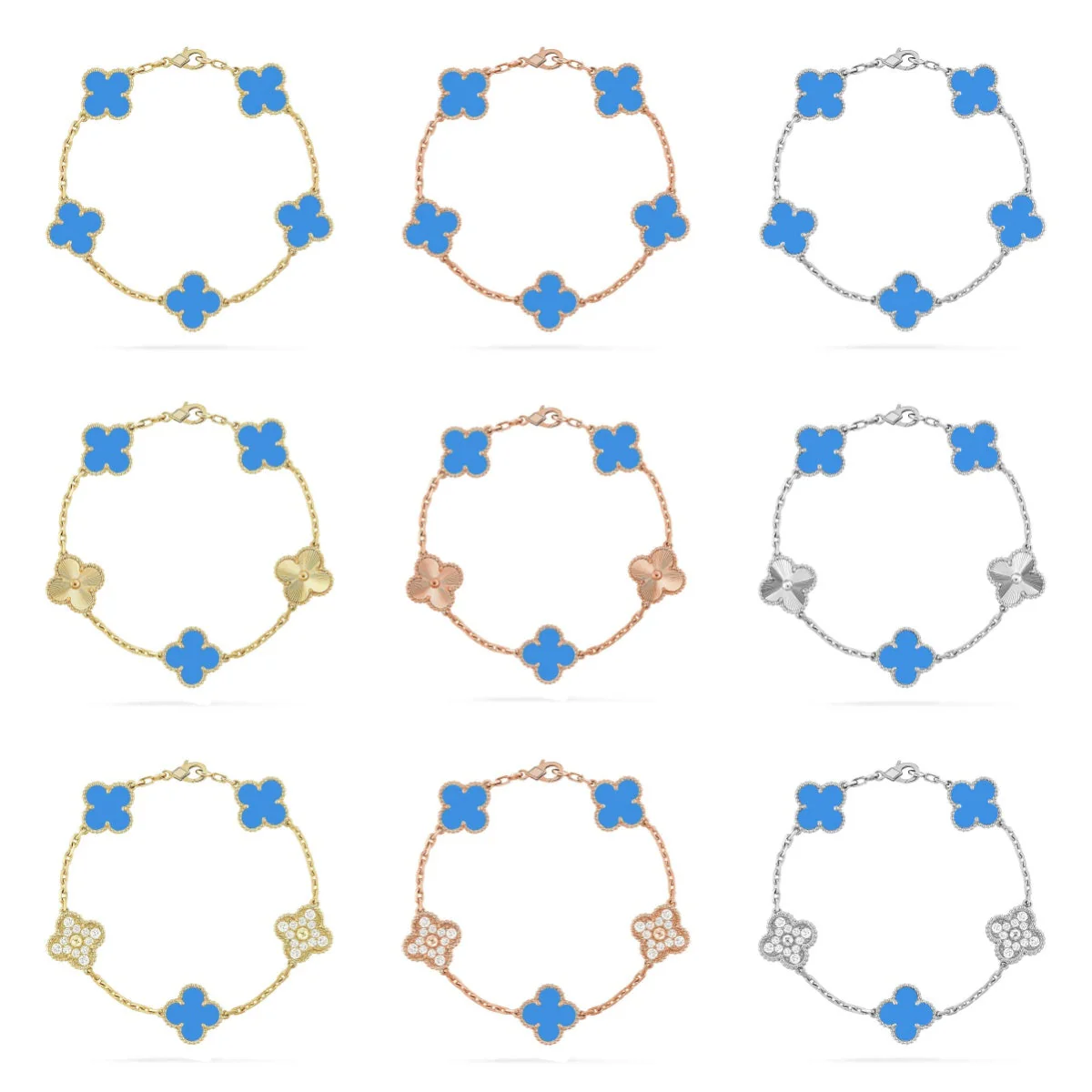 [Eterna Jewels] CLOVER 5 MOTIF BLUE AGATE BRACELET COLLECTION