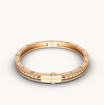 [Eterna Jewels]ZERO 1 SPIRAL AND PAVED DIAMOND GOLD BRACELET