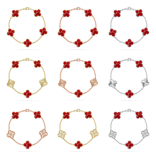 [Eterna Jewels]CLOVER 5 MOTIF RED PATTERN BRACELET COLLECTION