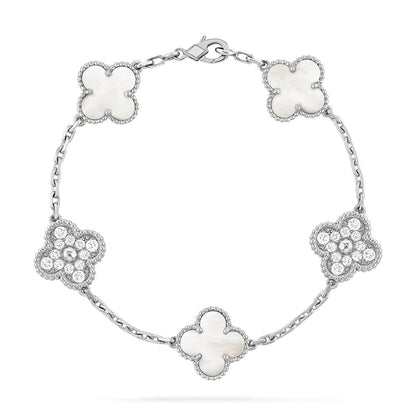 [Eterna Jewels]CLOVER WHITE PEARL MOP 5 MOTIF BRACELET COLLECTION