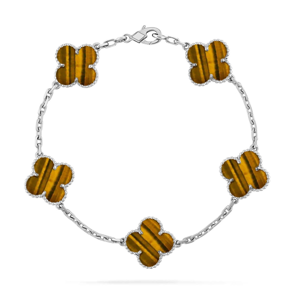 [Eterna Jewels] CLOVER 5 MOTIFS TIGER EYE BRACELET COLLECTION
