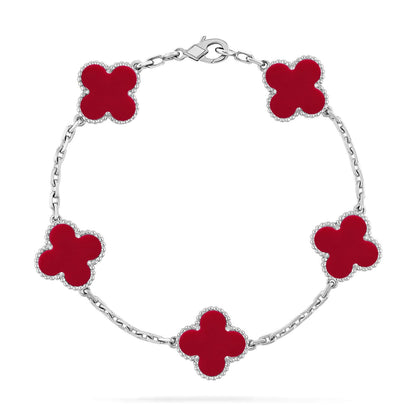 [Eterna Jewels] CLOVER 5 MOTIF RED CORNELIAN BRACELET COLLECTION