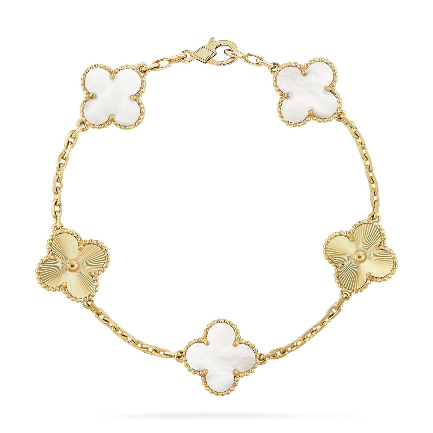 [Eterna Jewels]CLOVER WHITE PEARL MOP 5 MOTIF BRACELET COLLECTION