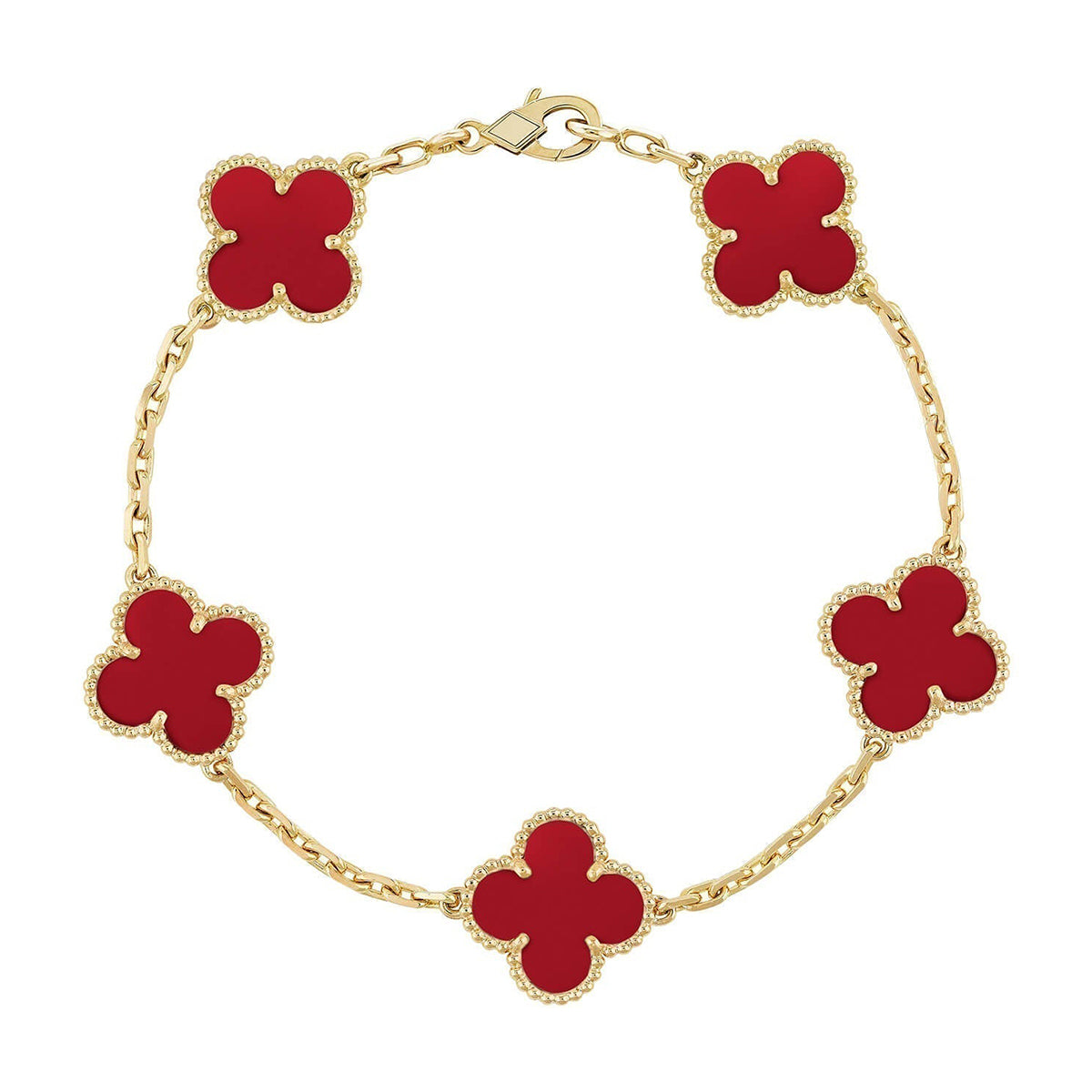 [Eterna Jewels] CLOVER 5 MOTIF RED CORNELIAN BRACELET COLLECTION
