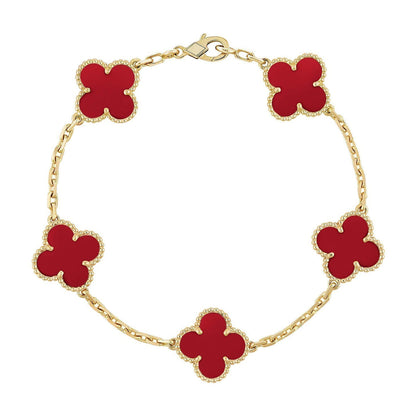 [Eterna Jewels] CLOVER 5 MOTIF RED CORNELIAN BRACELET COLLECTION