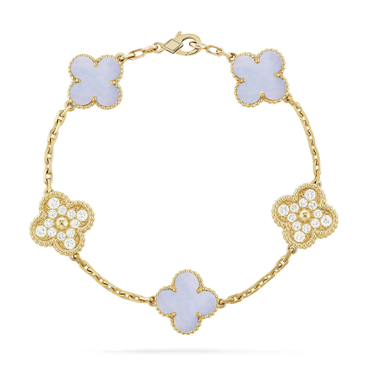 [Eterna Jewels] CLOVER 5 MOTIF PURPLE CHALCEDONY BRACELET COLLECTION
