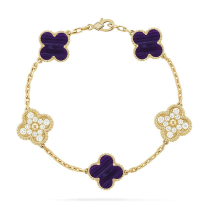 [Eterna Jewels]CLOVER 5 MOTIF PURPLE STRIPES BRACELET COLLECTION