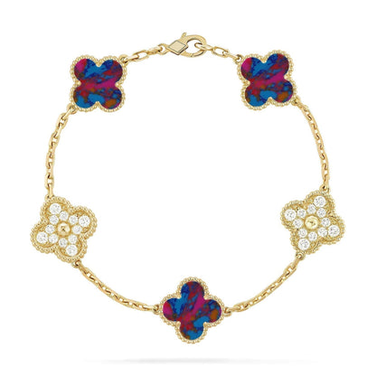[Eterna Jewels]CLOVER 5 MOTIF COLOR GEMSTONES BRACELET COLLECTION