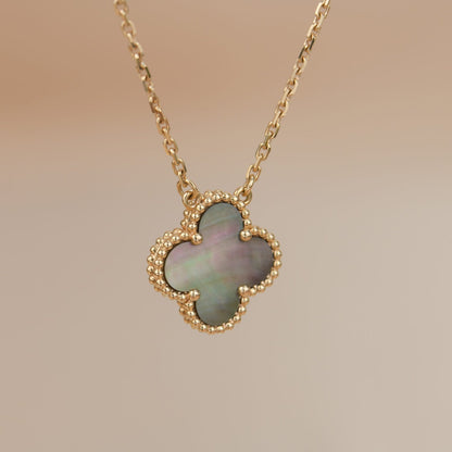 [Eterna Jewels]CLOVER 15MM  GRAY MOTHER OF PEARL NECKLACE